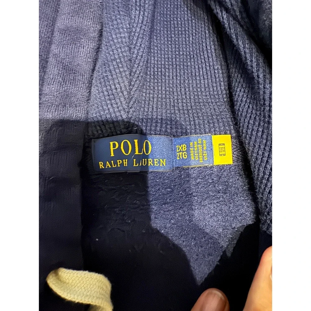 Polo Ralph Lauren Mens‎ Big & Tall 2XB Navy Blue Full Zip Hoodie Yellow Pony |K1